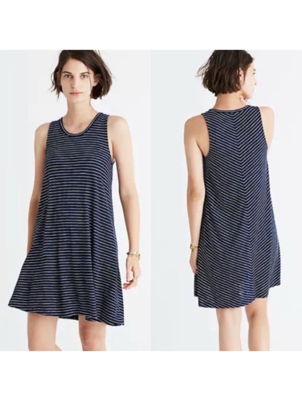 Madewell Highpoint Tank Dress in Chevron Striped